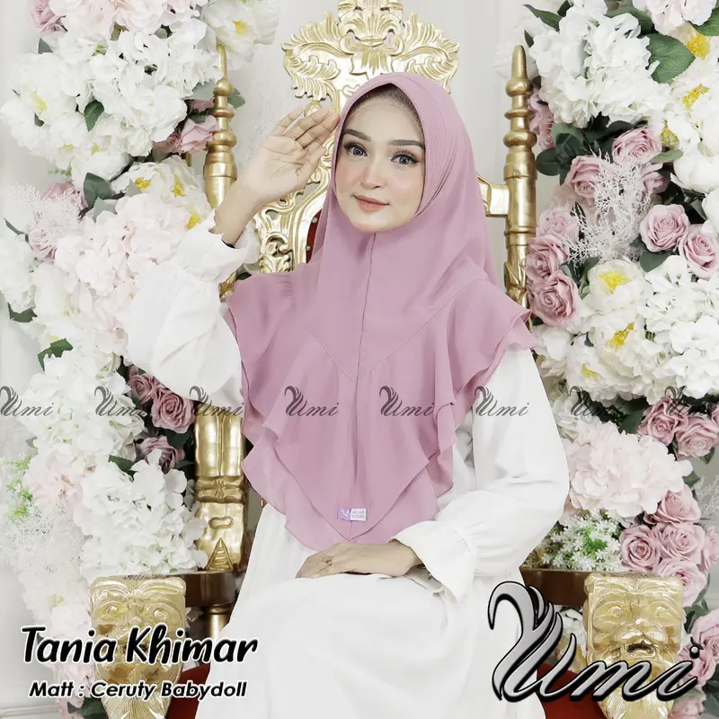 Hijab Tania Khimar Rempel 2 Layer Jilbab Dua Layer Syari Gelombang Cerruty Babydoll 2