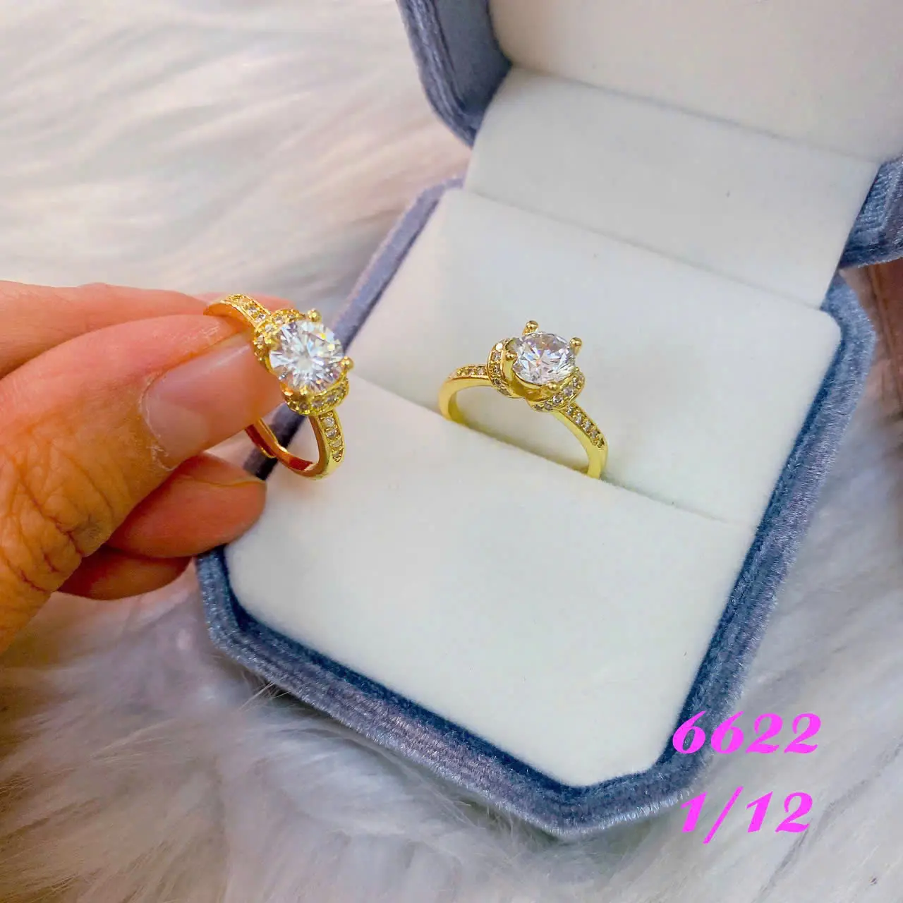VR22 Nhẫn nụ hoa đoàn tinh tế có chỉnh size