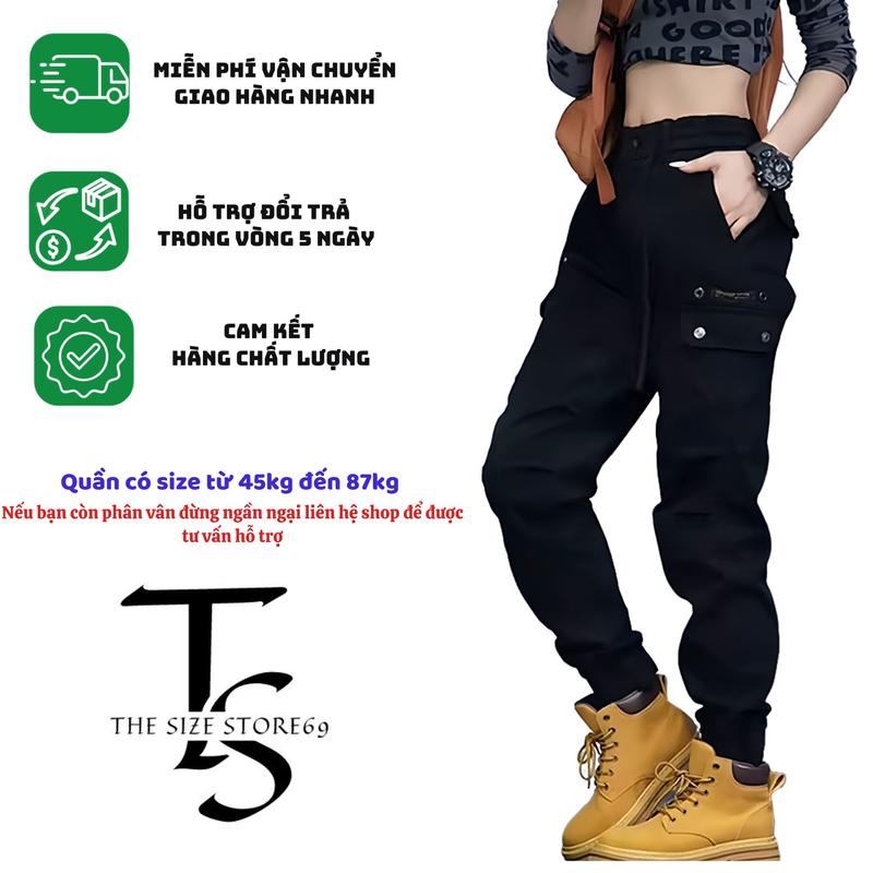 Quần Jogger kaki nữ túi hộp TSstore69 cạp khóa lưng thu chất dày dặn Sport Thể Dục Thun Women Pants