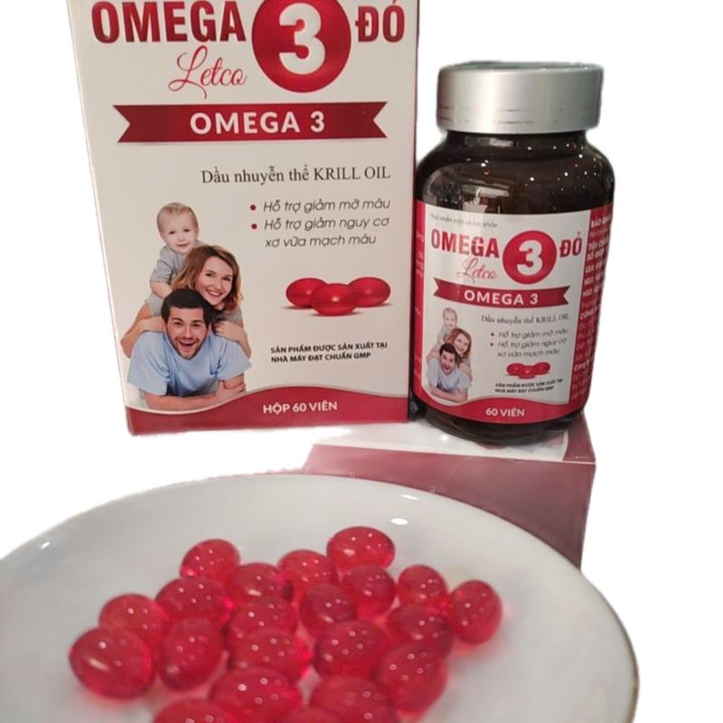 Omega 3 đỏ ( Dầu nhuyễn thể Kril Oil ) Letco Lọ 60 viên. Giúp bổ sung EPA, DHA, Cải thiện Chloesterol cho cơ thể-TPBVSK03 1