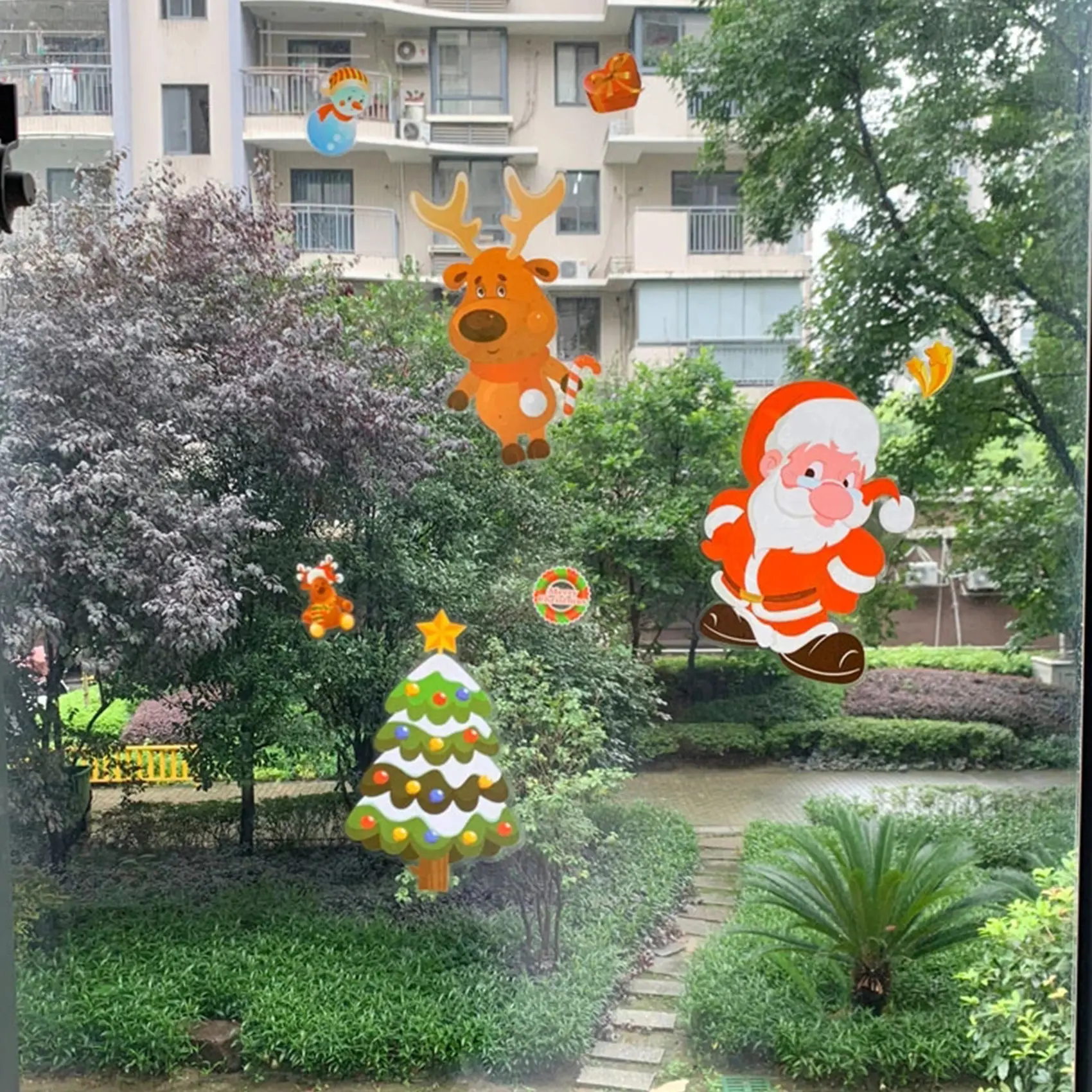 Christmas Removable Window Glass Sticker Christmas Decorations for Home Santa Snowman  New Year G New Fashion