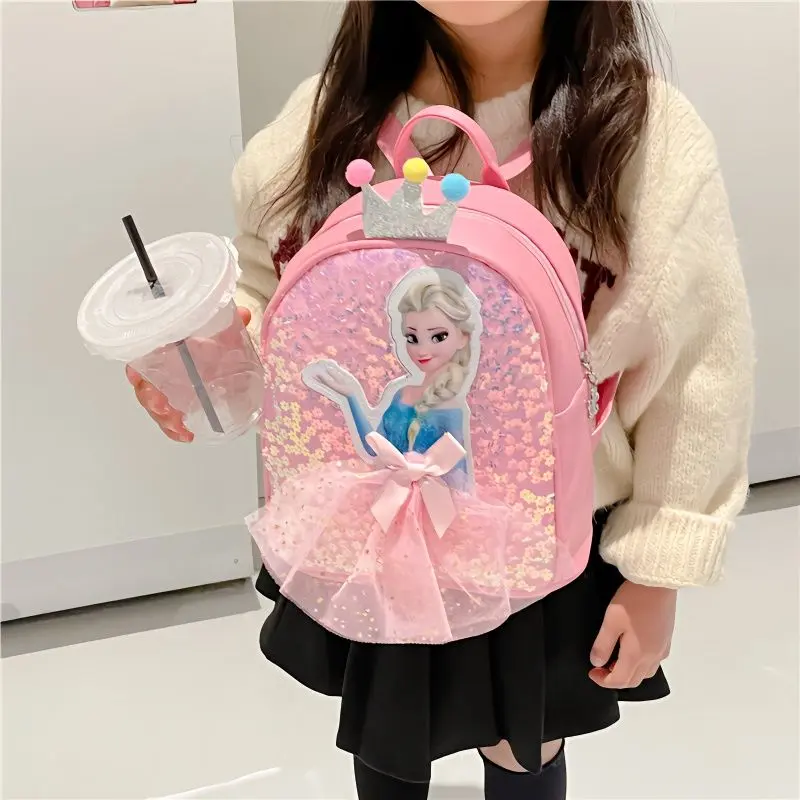 Túi Trẻ Em, Hàng Mới Về, Ba Lô Đính Kim Tuyến Cho Bé Gái Elsa, Thích Hợp Cho Mẫu Giáo, Phong Cách Đi Chơi, Thiết Kế Băng Giá, Lý Tưởng Cho Bé Gái