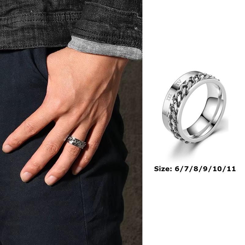  Nhẫn nam dây xích vòng chuỗi la mã khui bia cực chất 