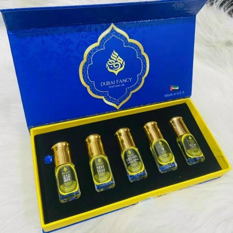 Bộ 5 chai tinh dầu Dubai mini bỏ túi nhỏ gọn lưu hương lâu mùi unisex nam nữ Perfume Cosmetic Nước Hoa