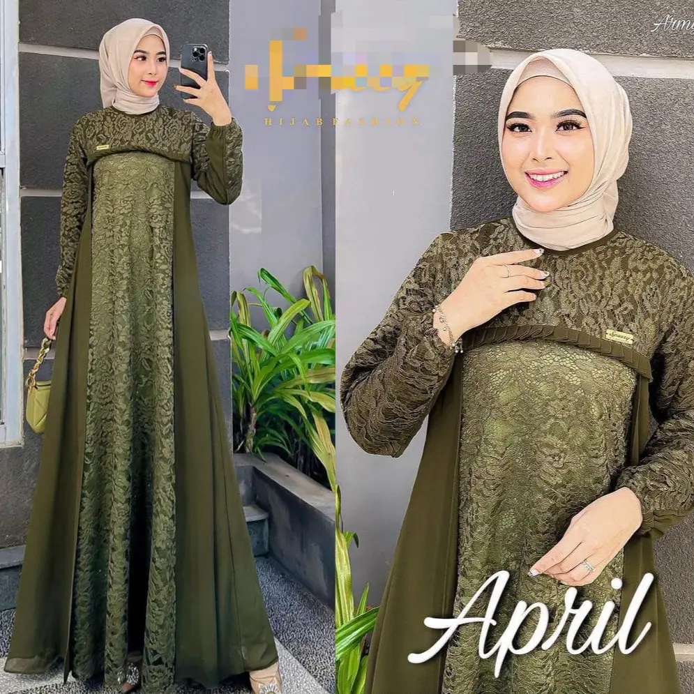 Gamis brukat kondangan mewah ld 140 gamis lebaran2023/ Dress Wanita Muslim Remaja