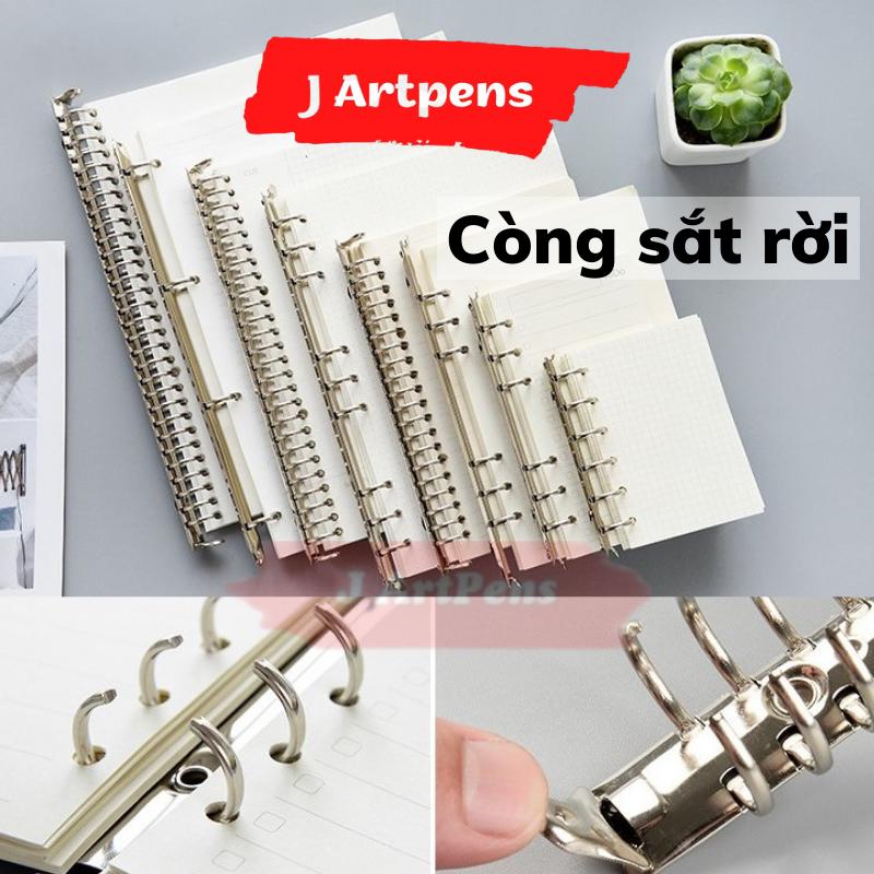  Còng Sắt Đóng Gáy Sổ Còng rời Kẹp giấy Bìa Cứng Size A6 A5 B5 A4 4 6 9 Lỗ Làm Sổ Bullet Journal Planner Take Note Basic 