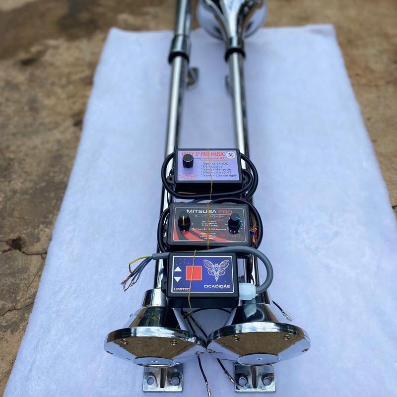 Combo Tạch Tè Còi Tàu Nhái Còi + Cặp Kèn Tàu Phụ Kiện Xe Máy - Oto - Xe Tải Phụ Tùng