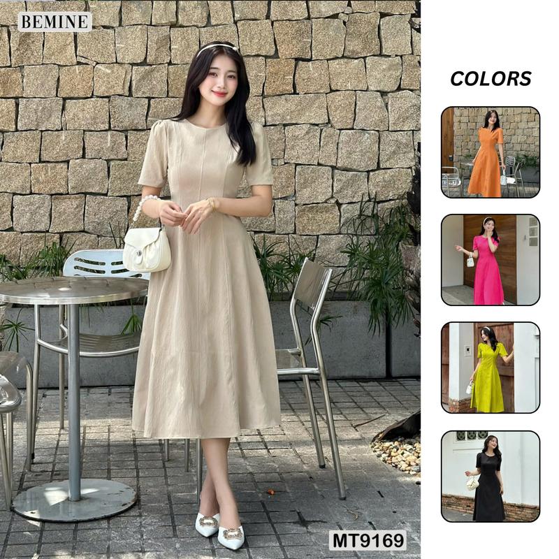 Đầm thiết kế BEMINE cổ tròn tùng xòe dáng xuông phù hợp đi làm và đi chơi dành cho Nữ MT9169