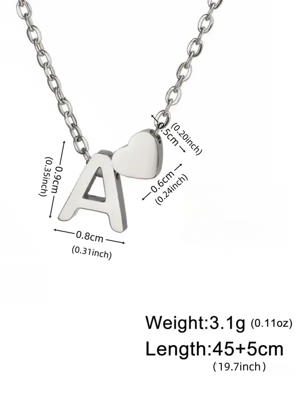 Fashion Letter & Heart Necklace As Gift Ideas, Stainless Steel Dainty Matching Necklace for Women, 2024 Newfashion All-match Vintage Jewelry for Girlfriend, Valentine's Day, Gift handmade  necklace 1