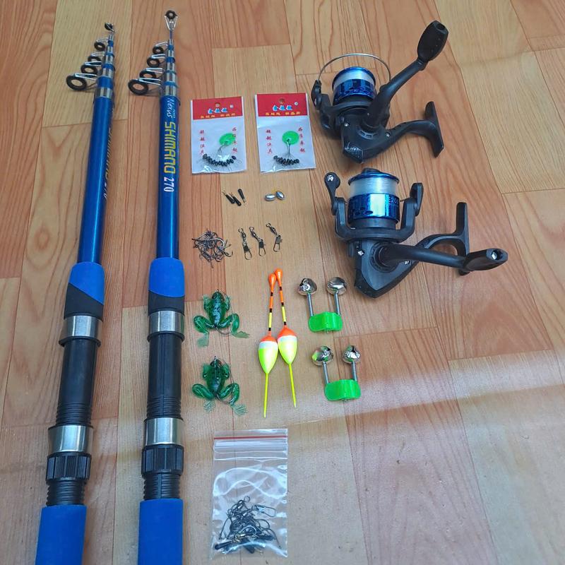 bộ combo cần câu rút shimano kèm máy nhựa và phụ kện