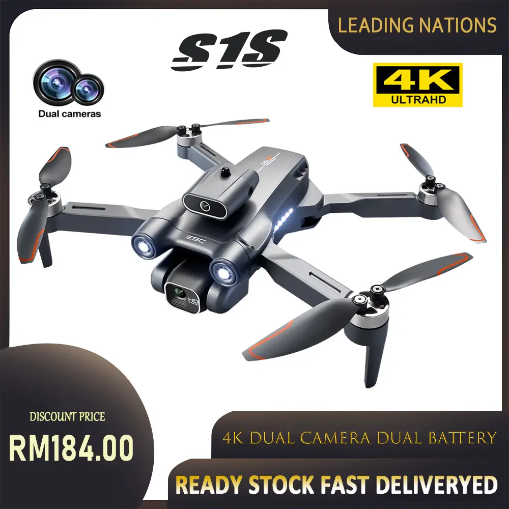 [Ada stok] Drone S1S 4K kamera dwi putaran 360° kedudukan aliran optik imbangan penerbangan motor tanpa berus