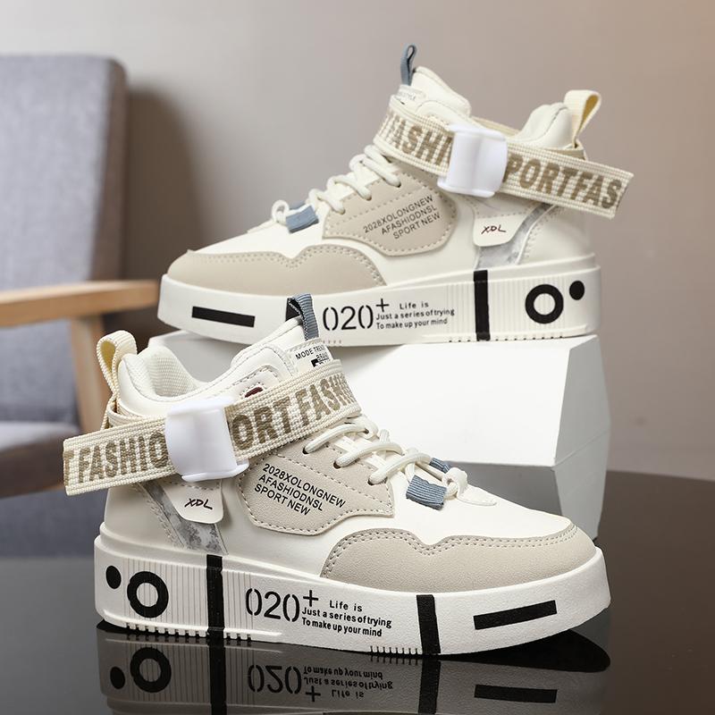 Children's Running Shoes Outdoor Leather Surface Fashionable Shoes Casual High Top Comfortable Board Shoes for Kids 7