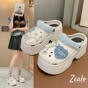 Zealo 393 Sandal Import Korea Wanita Tinggi 7CM Motif Lucu Warna Biru Pink – Stylish Unisex Trendy Sendal