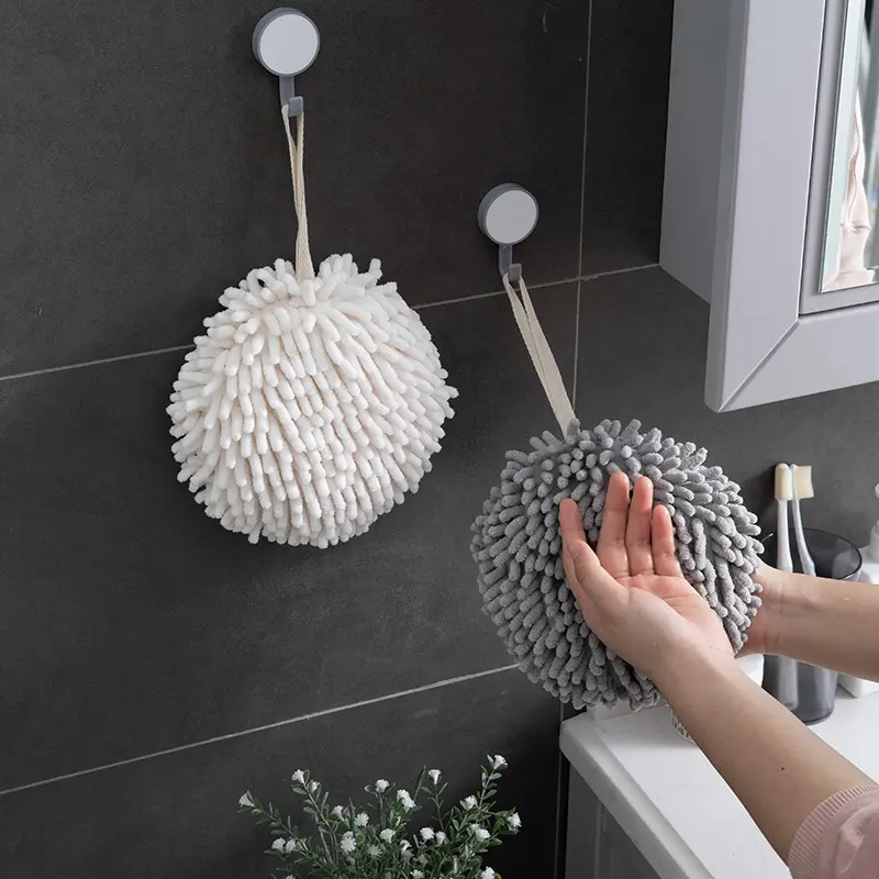 Yanqi Chenille Hand Towel Kitchen Bathroom Wall-Mounted Hand Ball Thickened Super Absorbent Multi-Functional Cloth