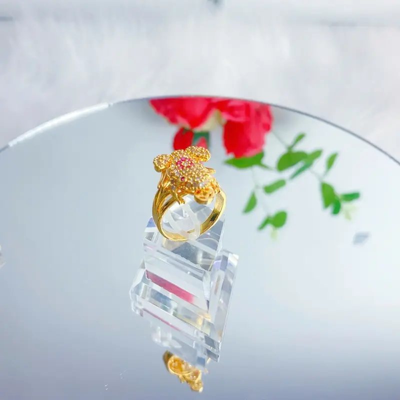 Nhẫn nữ  kim tiền  cóc ngậm tiền mạ vàng 24k không gỉ 6