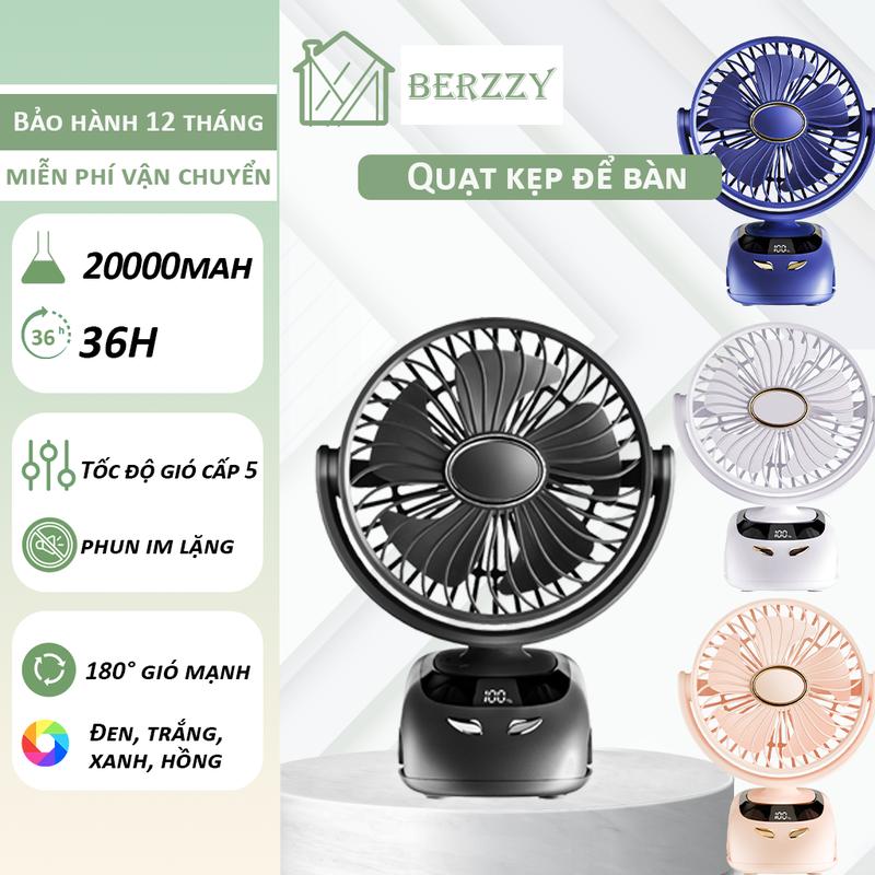 Quạt Mini Tích Hợp Đèn Ngủ Cao Cấp | Quạt kẹp bàn Tích Điện Pin20000 mAh Quạt Mini Tích Hợp Đèn 5 tốc độ gió có thể điều chỉnh, quạt mini cầm tay Usb Mobile quat yoobao