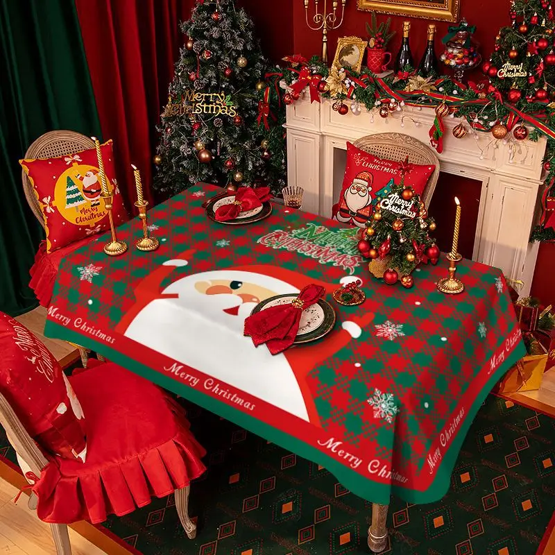 Alas Meja Krismas, Ketibaan Baru, Alas Meja Merah, Bercetak Perayaan, Sesuai untuk Meja Makan dan Meja Teh di Ruang Tamu, Kain Latar Belakang Fotografi, Alas Meja