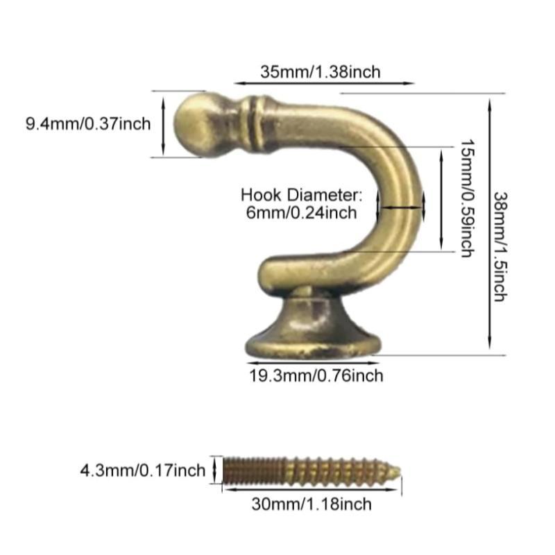Curtain Lacing Hook, 2 Counts Metal Ball End Lacing Hook, Window Curtain Support Hook, Screw-in Key Hanger Hook 1