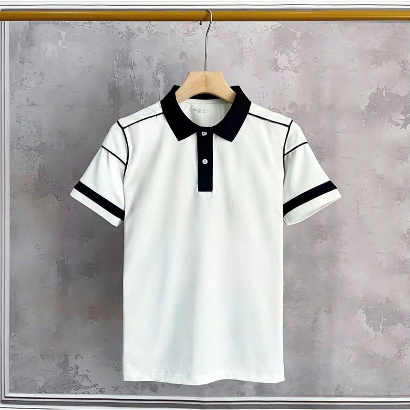 Áo Polo Basic phối viền cao cấp -vải cotton cá sâu - đứng from tôn dáng ,lịch lãm 1