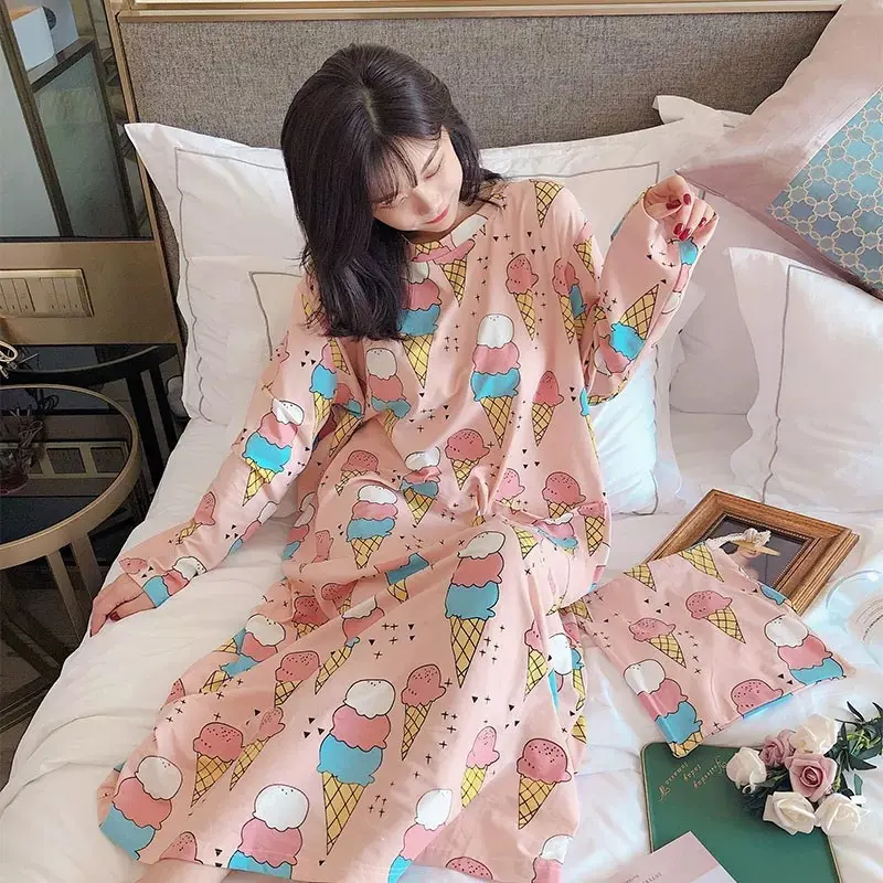 Baju Daster Lengan Panjang Wanita Motif Karakter Baju Tidur Cewek Impor Baju Santai Perempuan Baju Rumah Bahan Adem Korea Import 5
