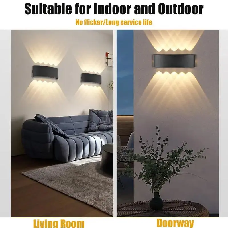 Outdoor Wall Light, 4 Counts 10 LED Up and Down Light, Exterior Wall Lamp, Wired Decorative Light for Garden, Wall, Courtyard, Bedside, Living Room 8