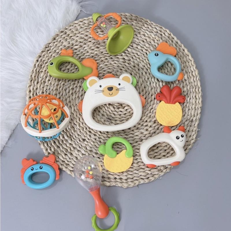 Bộ Đồ Chơi Xúc Xắc, Lục Lạc Nhiều Món Cầm Tay Cho Bé Gặm Nướu Voi