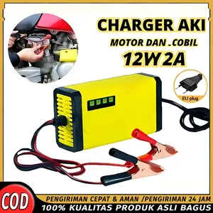 Casan Aki Motor Mobil Otomatis 2A–20A 12V/24V Portable Automatic Battery Charger Accu Auto Cut Off Cas Aki Kering & Basah