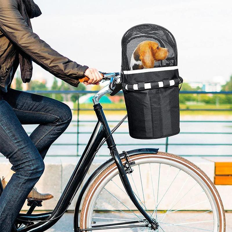 Grid Design Bicycle Pet Carrier, Breathable Bicycle Pet Net, Zipper Pet Protective Cover, Dog & Cat Accessories for Outdoor Cycling 5
