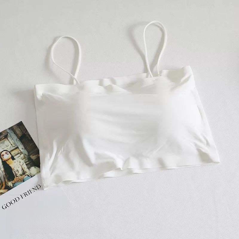 Product Introduction of Ice Silk Seamless Versatile Camisole Beauty Back Tube Top Bra Korean Style Student Padded Vest Cross-border Trade 1