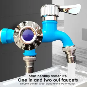 Mahkota Engkol Keran Kran Double Ganda Cabang Shower Taman Selang ABS Kran Air Plastik Kamar Mandi Toilet WC Mesin Cuci 1/2 Inch Keran Cabang Dua Arah Kran Shower Kamar Mandi Toilet Enak Baru 100% Original Kualitas Terjamin