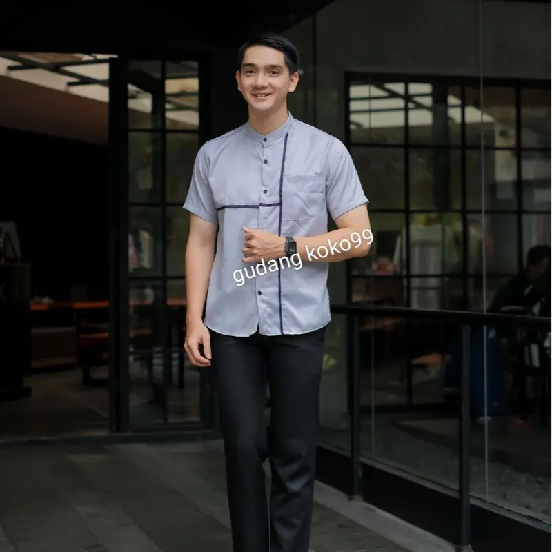 baju koko pria dewasa terbaru lengan pendek MOTIF QATAR katun muslim kurta 2