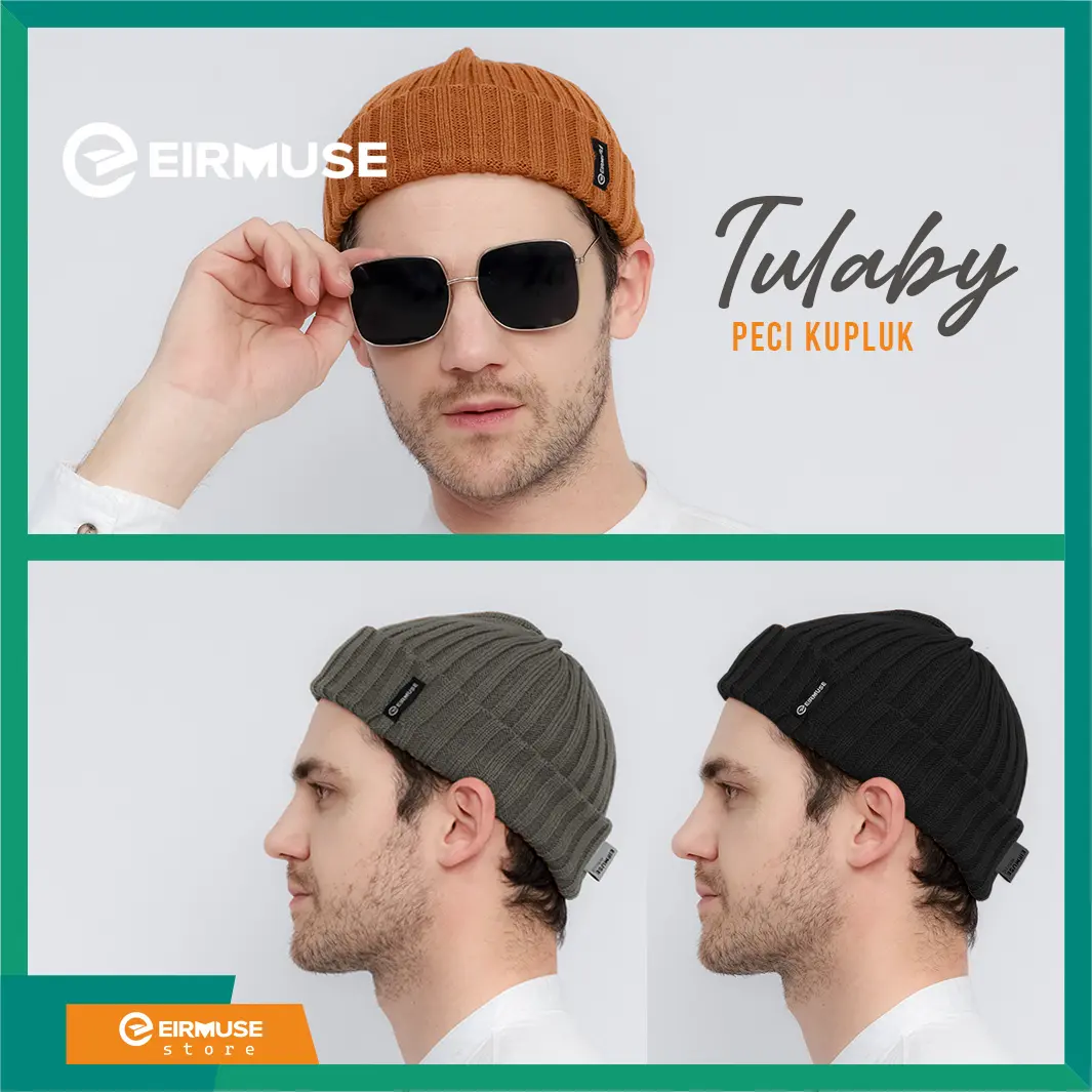 Tulaby Peci Kupluk Pria Keren dan Modis Original By Eirmuse Bisa Untuk Sholat dan Gaya Nyaman dan Elastis Abu Dewasa Lembut Muslim