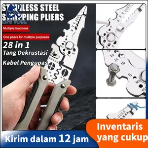 Life tool /28 in 1/Tang Dekrustasi Kabel Pengupas Kawat Multi Alat Tang Alat Perbaikan Kawat Multifungsi Pemotong Pengupas Kabel Listrik Ire Stripper