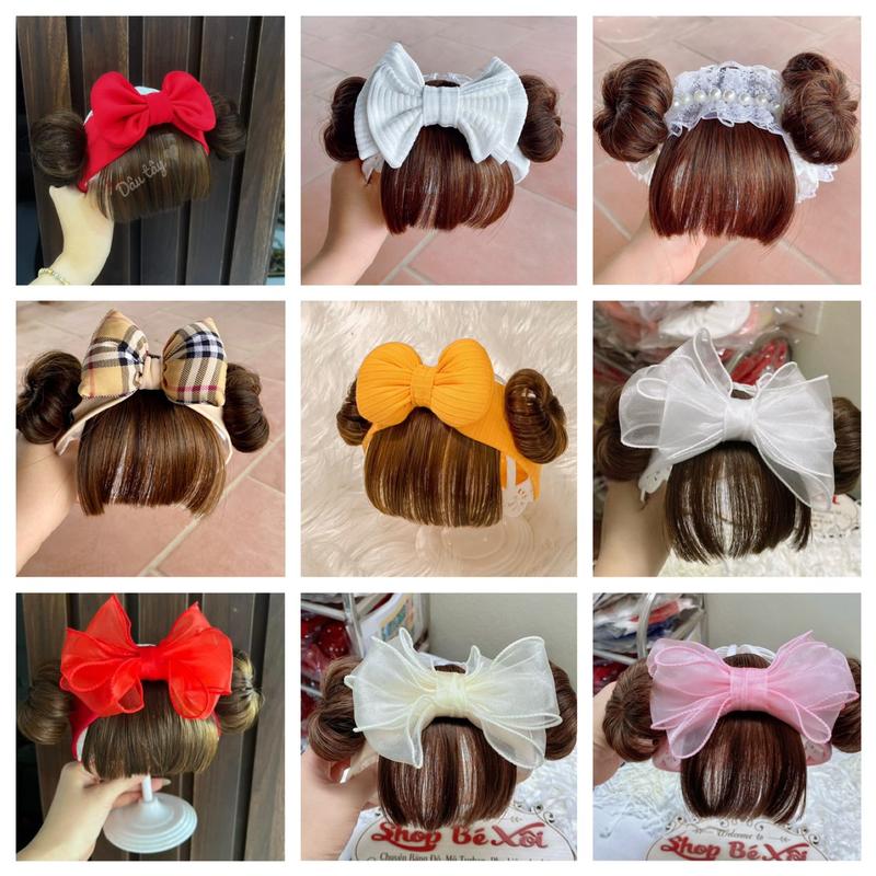 [50 mẫu- Tóc nâu]Tóc giả bé gái, turban tóc giả cho bé gái, tóc giả cho bé gái ĐN