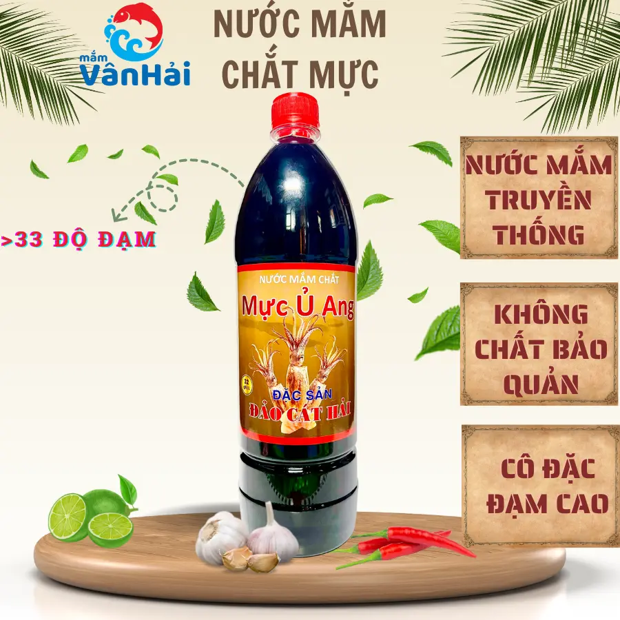 Nước Mắm Chắt Cá Mực (1L)- Đặc sản đảo Cát Hải Nước Sốt Gia Vị