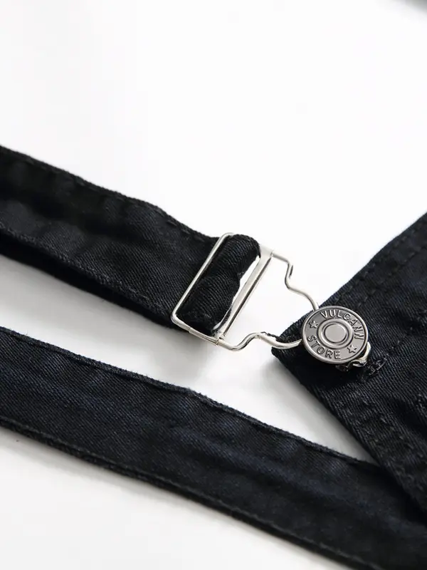 Men's Solid Color Denim Overalls Jeans, Casual Comfy Loose Fit Overalls Jeans for Daily Wear, Fashion Men's Clothes for All Seasons, Cotton 6