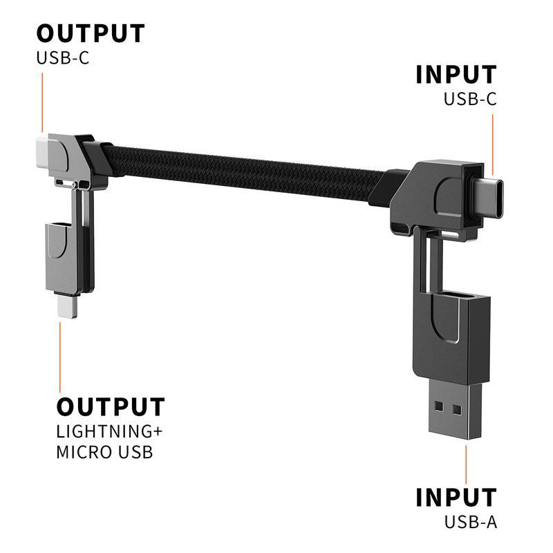 Portable 4 In 1 Type C 60W PD Fast Charging Cable, 1 Count Keychain Charging Cable PD Fast Charging Portable Compatible with TYPE-C60W Apple 27W Data Cable, Charger Connector, USB Cord, Electronic 5