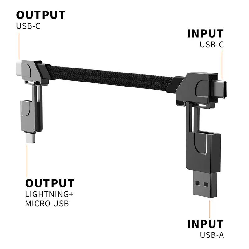 Portable 4 In 1 Type C 60W PD Fast Charging Cable, Keychain Charging Cable PD for TYPE-C60W Apple 27W Data Cable, Quick Charger Connector, USB Cord, Electronic, Cellphone Accessories 5