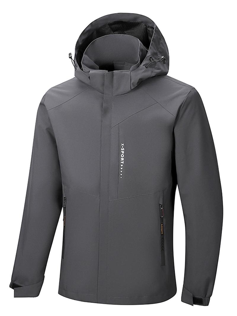 Product Introduction of Men's Hooded Hardshell Jacket, Regular Fit Casual Windproof Waterproof Long Sleeve Outerwear for Spring & Fall, Fashion Men's Clothes for Outdoor Activities, Coat 4