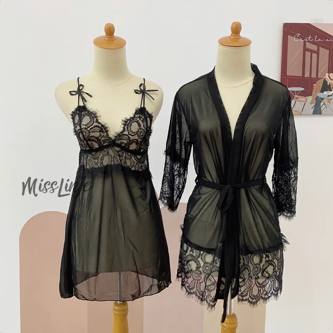 Setelan Baju Dinas Istri Lingerie Outer Kimono Dress Renda Premium