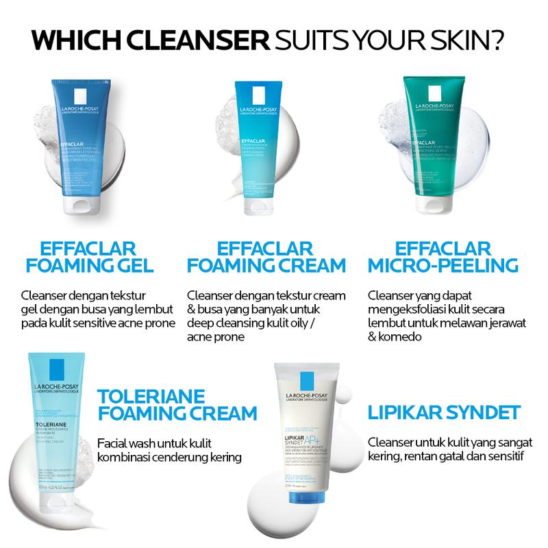 La Roche Posay Effaclar Foaming Cream 125ml - Deep Cleansing Mengangkat & Membersihkan Kotoran Kulit Wajah Berminyak / Berjerawat (Oily Acne Prone) 6