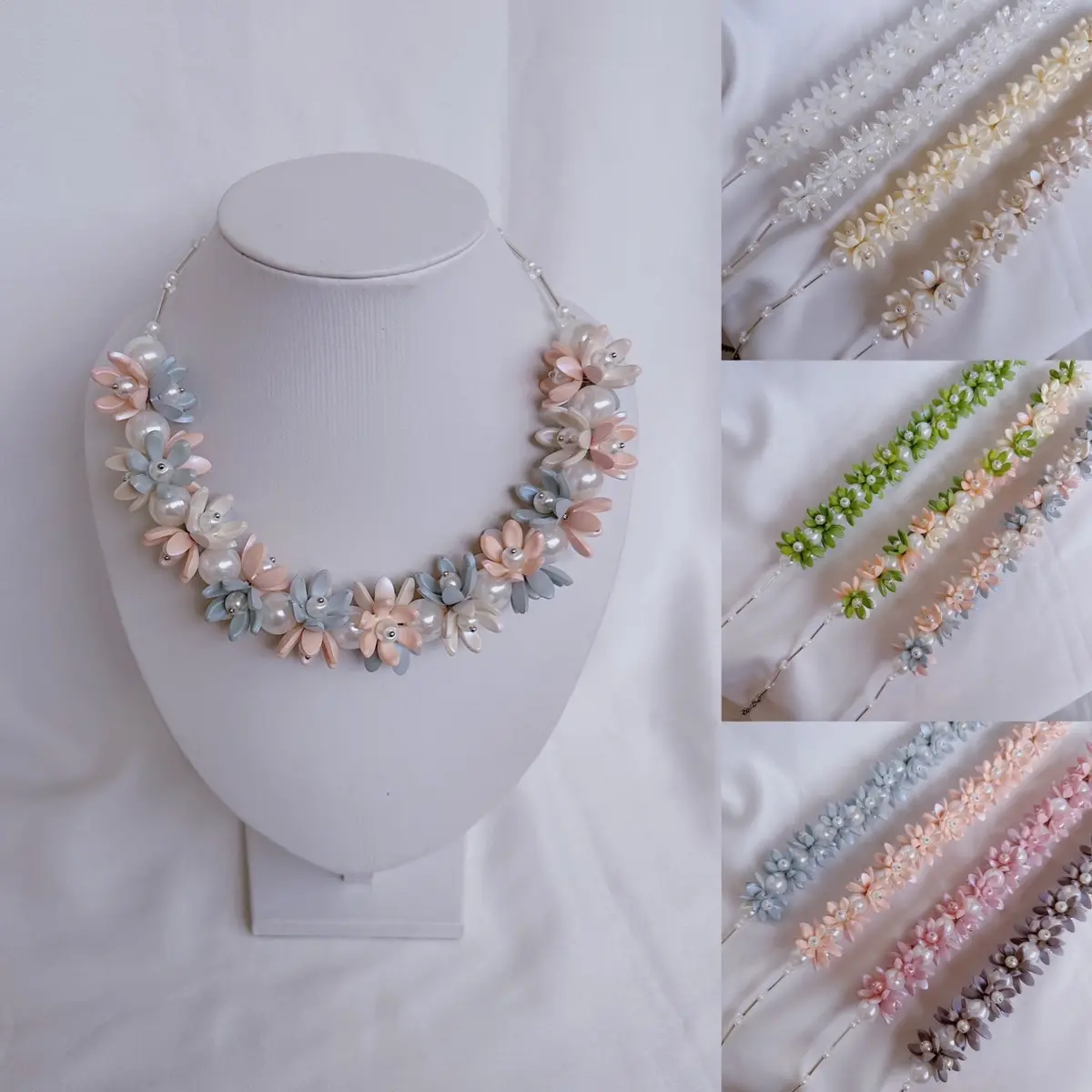 YM Projects - Freesia Petal Necklaces - Kalung Choker Hijab Bunga Aksesoris Crystal