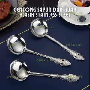 Sendok Sayur dan Kuah Spoon Kitchenware Spatula Centong Sayur Sendok Klasik Sultan Premium Super Tebal Sendok Prasmanan Centong Kuah Irus Saji Prasmanan Tahan Panas Stainless Steel