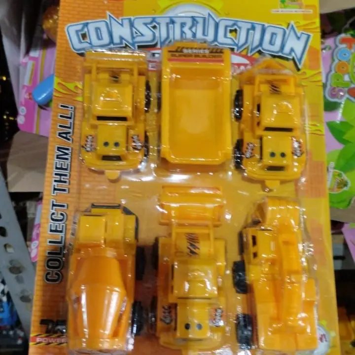 Construction Truck Kuning Set isi 6 | mobil tukang mainan anak dapat 6 6