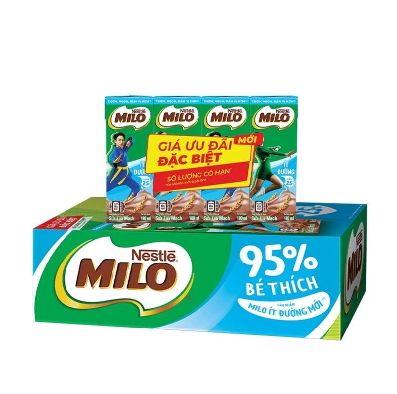 Sữa lúa mạch Milo ít đường có đường 48 hộp x180ml
