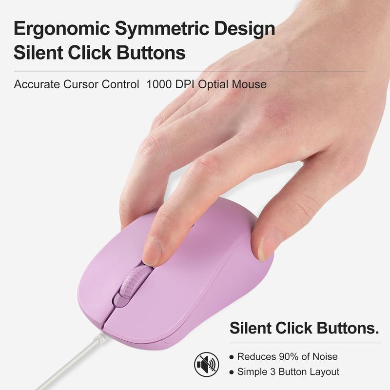 Product Introduction of In Stock Type-C Interface Silent Wired Mouse Compatible with Thunderbolt for Girls Laptop Tablet Phone 31
