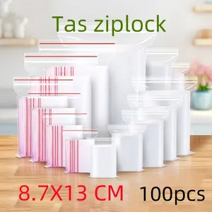 COD Plastik Klip Zipper Zip Lock Makanan Kantong PE Clip Seal Bag 8.7x13 10x15 11x17 12x20 16x25