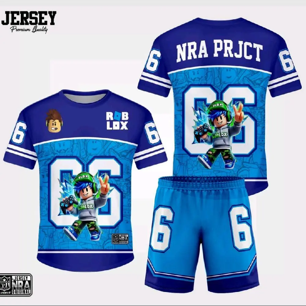 Stelan Anak Jersey Unisex Oversize Roblox 33 Terbaru (Bisa Castom Nama) One Set Free Name Setelan Outdoor Sport Dryfit Stelan Anak Jersey Unisex Oversize Roblox 33 Terbaru (Bisa Castom Nama) One Set Free Name Setelan Outdoor Sport Dryfit