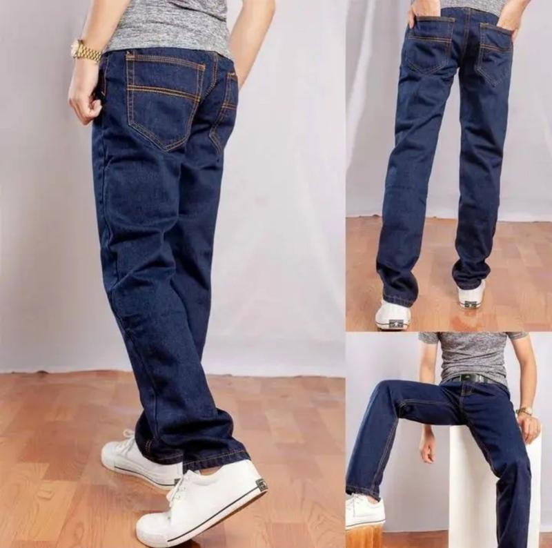 Quần Jean Nam Ống Suông Vải Jean Cotton Mềm Mịn chất vải dày form ống rộng sang…