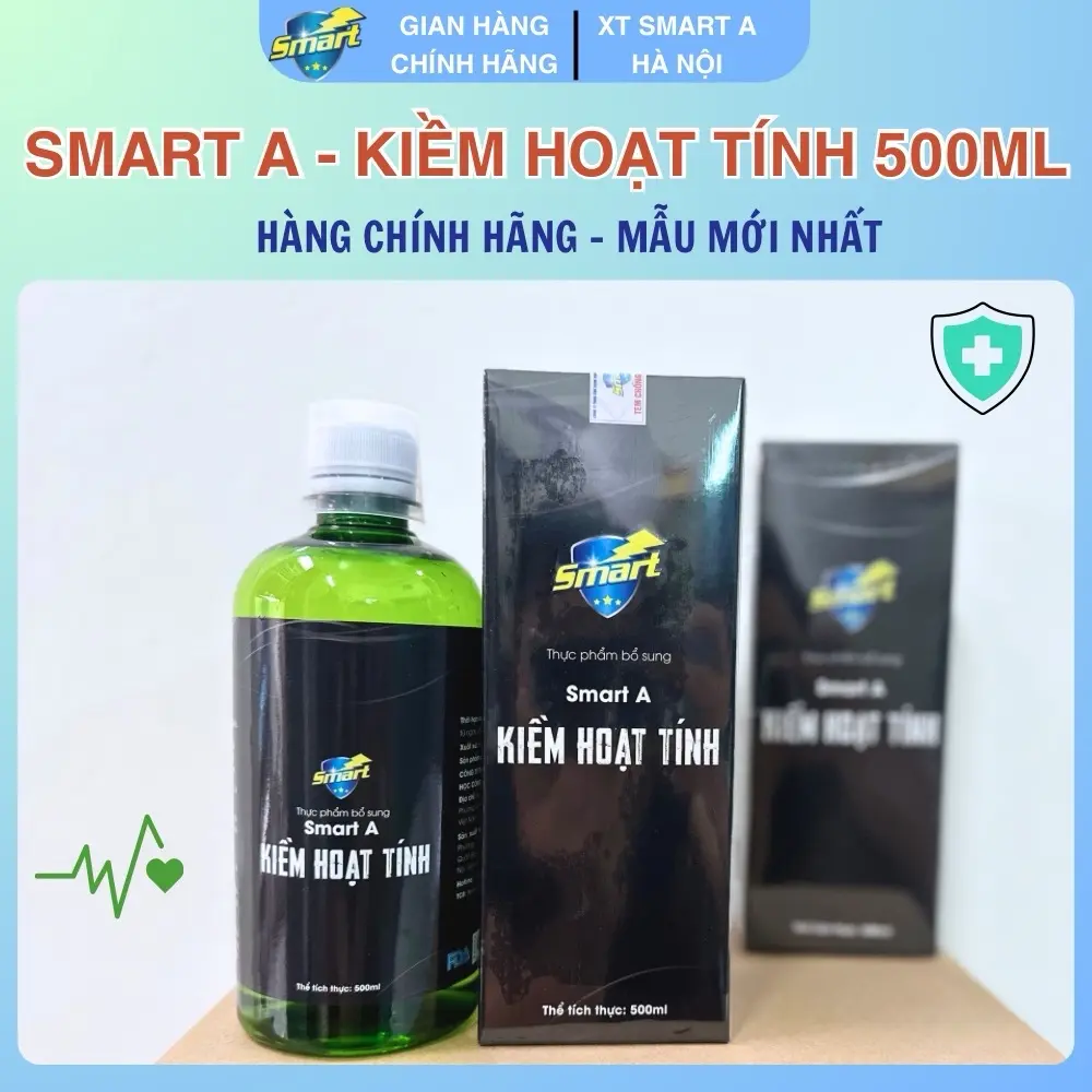 Nước Kiềm Hoạt Tính SmartA 500ml - Thực phẩm bổ sung Kiềm hỗ trợ tăng sức đề kháng, giảm mệt mỏi